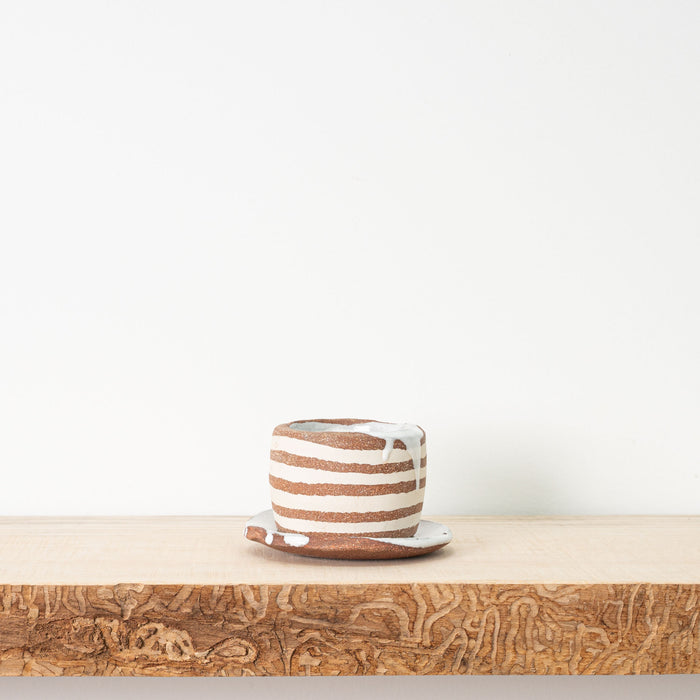 Handmade Ceramic Planter + Drip Tray - Red Clay