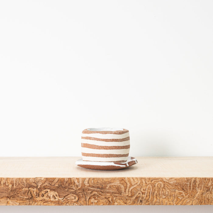 Handmade Ceramic Planter + Drip Tray - Red Clay