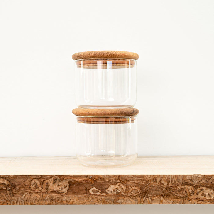 Glass Tea Canister - Wood Top