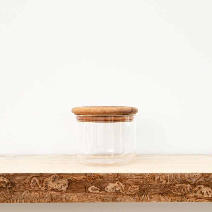 Glass Tea Canister - Wood Top
