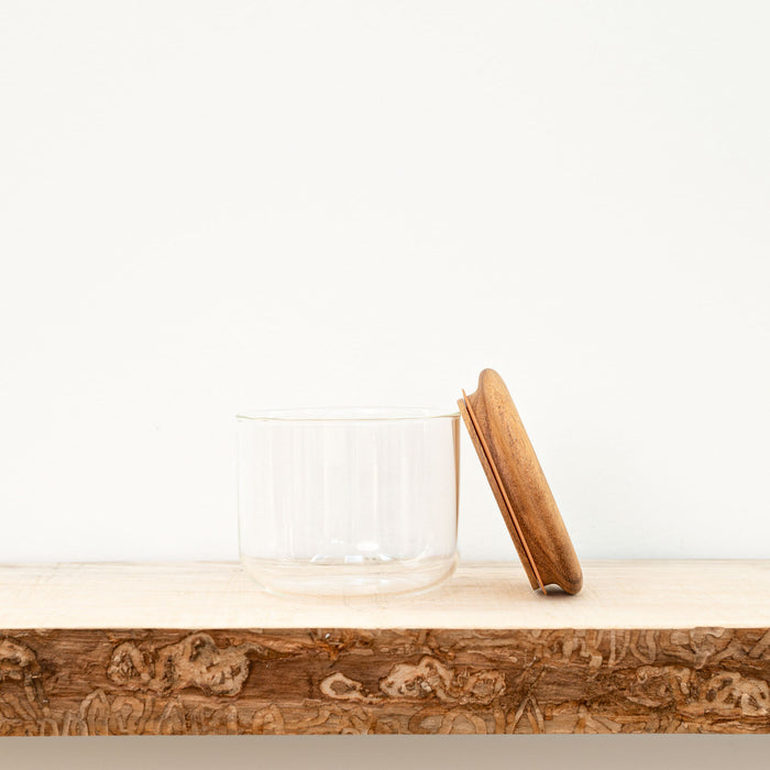 Glass Tea Canister - Wood Top